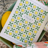 Lemon Floral Grid Thank You A2 Greeting Card