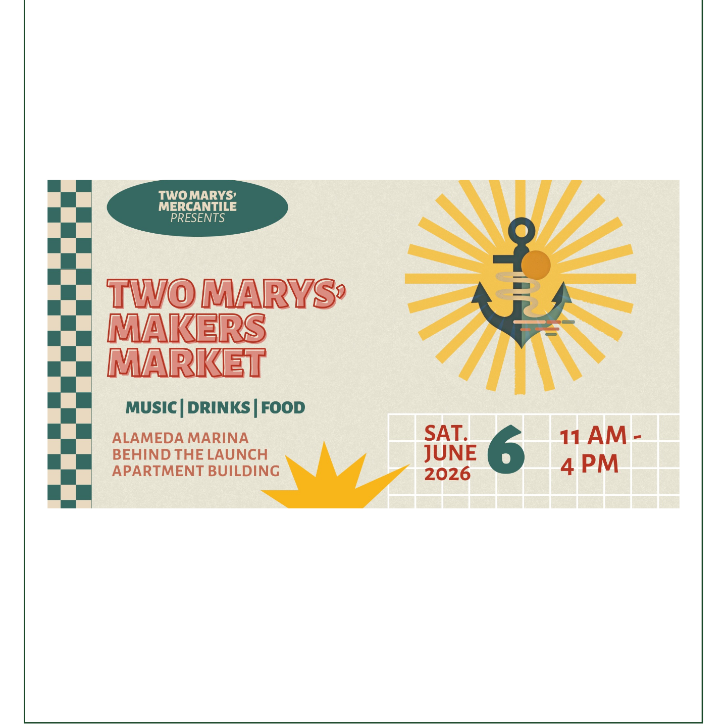Two Marys' Market – Alameda June 6th, 2026