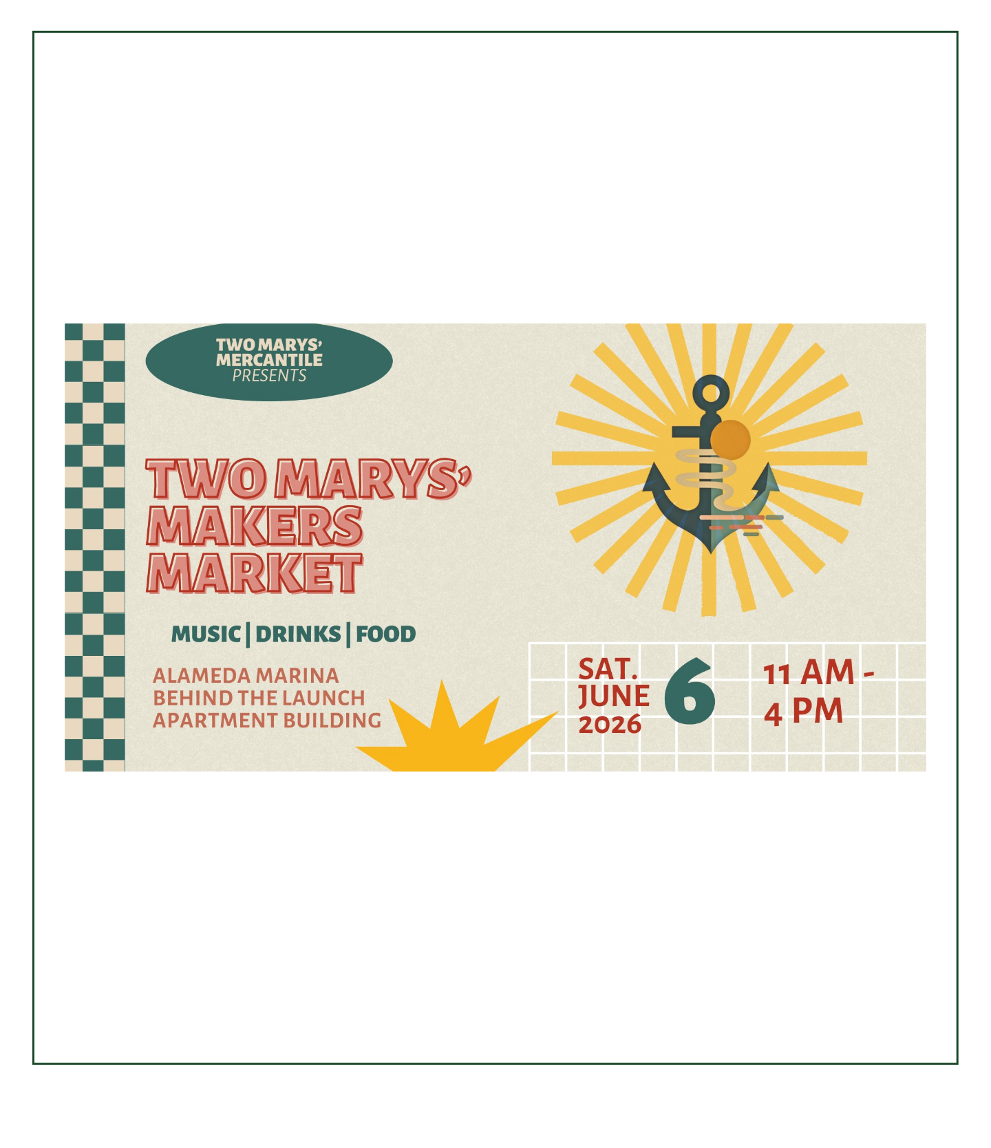 Two Marys' Market – Alameda June 6th, 2026
