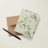 Carnation Pomegranate (green) A2 Greeting Card