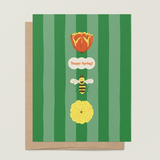 Spring Bee Stripes A2 Greeting Card