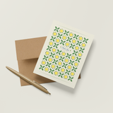 Lemon Floral Grid Thank You A2 Greeting Card