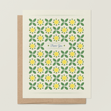 Lemon Floral Grid Thank You A2 Greeting Card