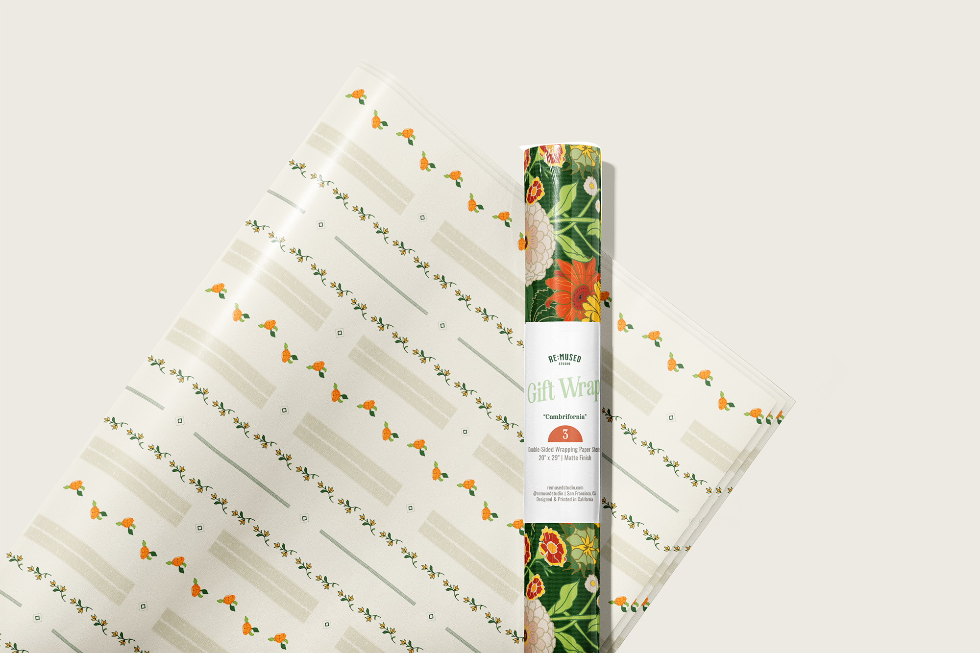 Autumn Blooms Gift Wrap Sheet-Double Sided