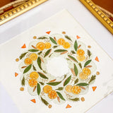 Original Painting - Citrus Solstice Wreath 8" x 8"