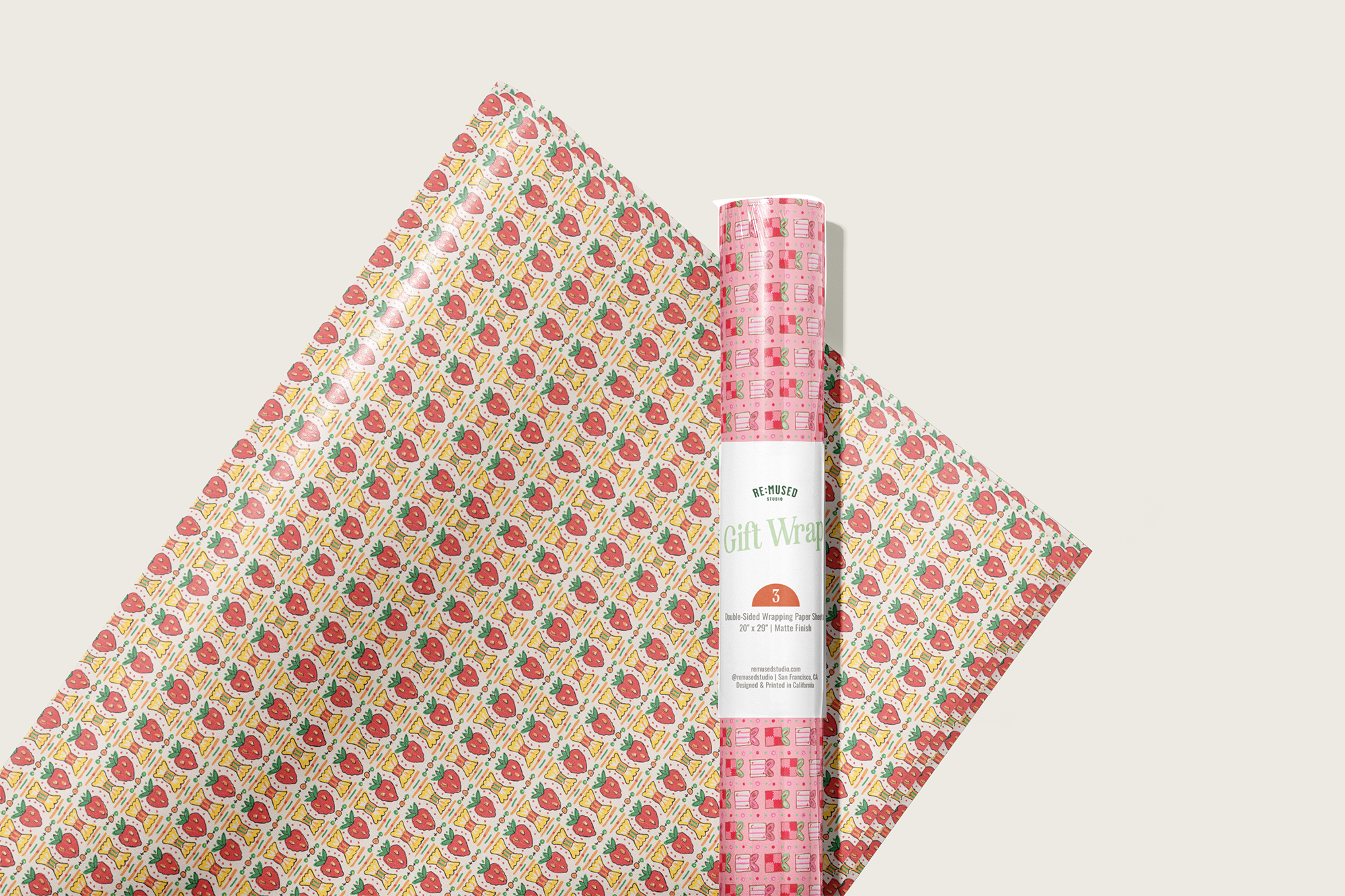 Berry Birthday Gift Wrap Sheet - Double Sided