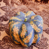 Small Paper Maché Pumpkin  - Hand Painted Brown Orange Sprig - 3.75" x 4.25"