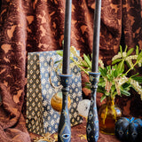 Candlestick Set - Hand Painted Midnight Protection with Black Candles