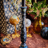 Candlestick Set - Hand Painted Midnight Protection with Black Candles