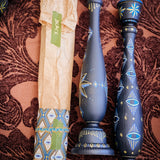 Candlestick Set - Hand Painted Midnight Protection with Black Candles