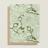 Carnation Pomegranate (green) A2 Greeting Card