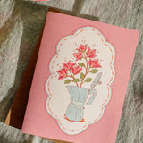 Espresso Flower Pot A2 Greeting Card