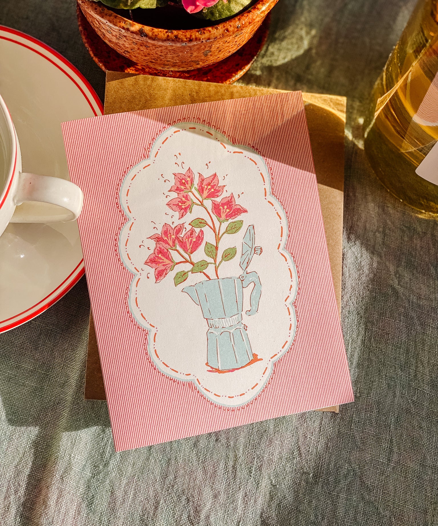 Espresso Flower Pot A2 Greeting Card