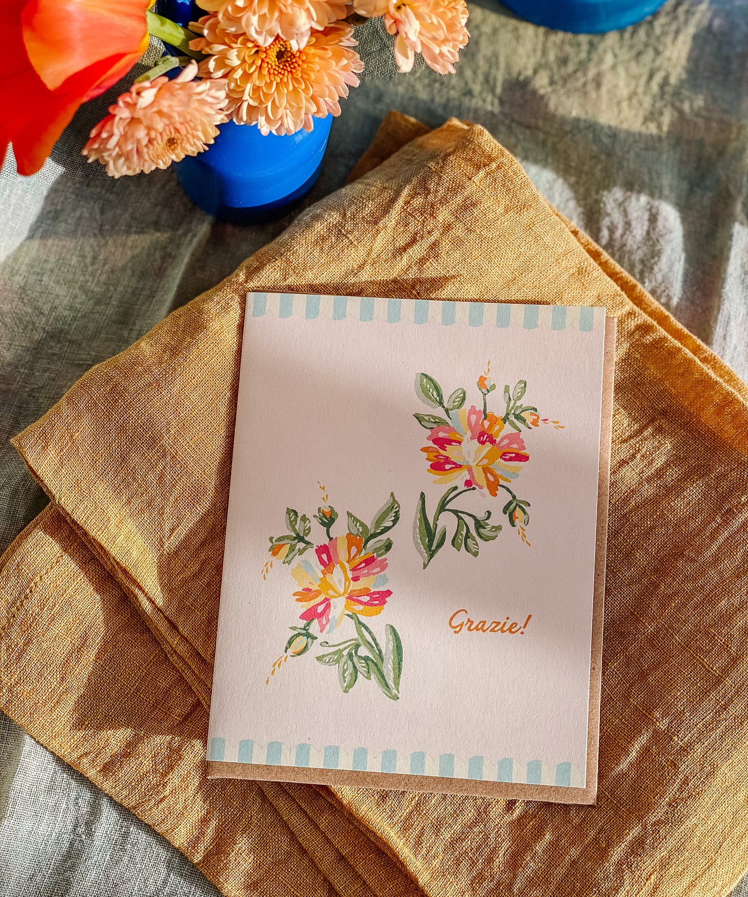 Grazie Florals A2 Thank You Greeting Card