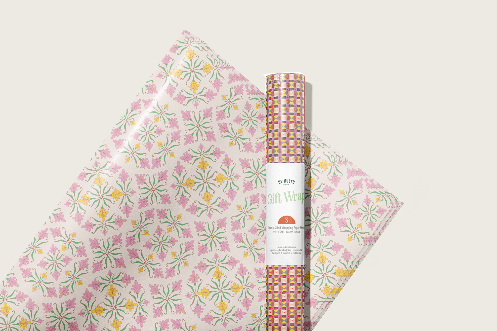 Heather Lattice Gift Wrap Sheet - Double Sided