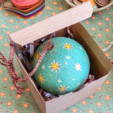 Ball Ornament Red Purple Folk Floral (1/2)