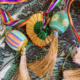 Carnivaliday Hand-Painted Wood Bead Holiday Garland - One of a Kind