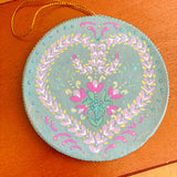 Valentine's Hand-Painted Ornament – Teal 1