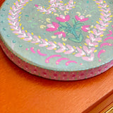 Valentine's Hand-Painted Ornament – Teal 1