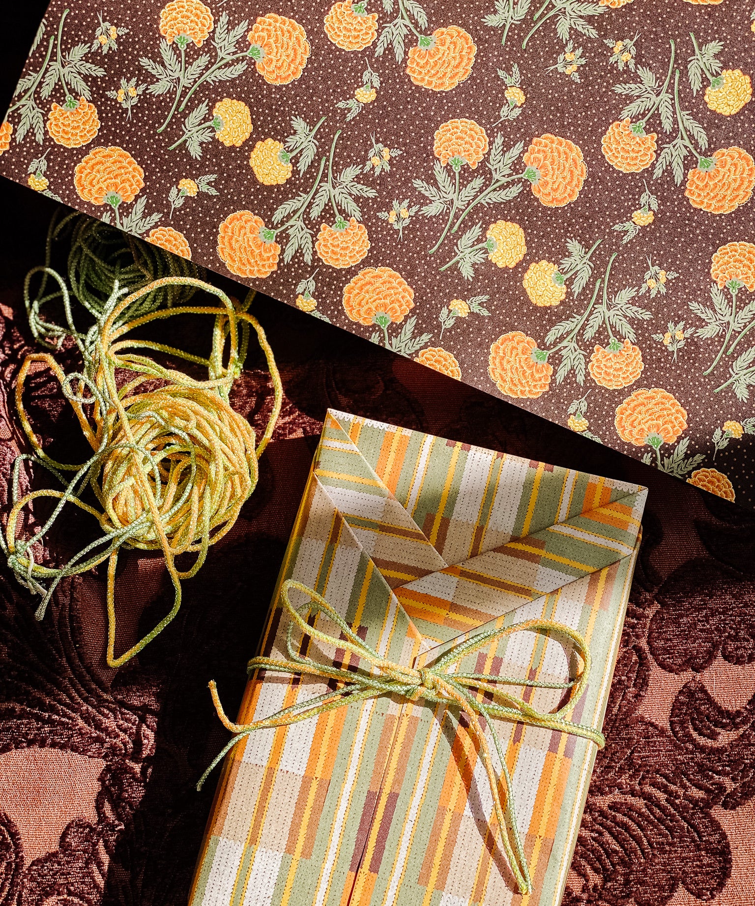 Knit Marigolds Gift Wrap Sheet - Double Sided