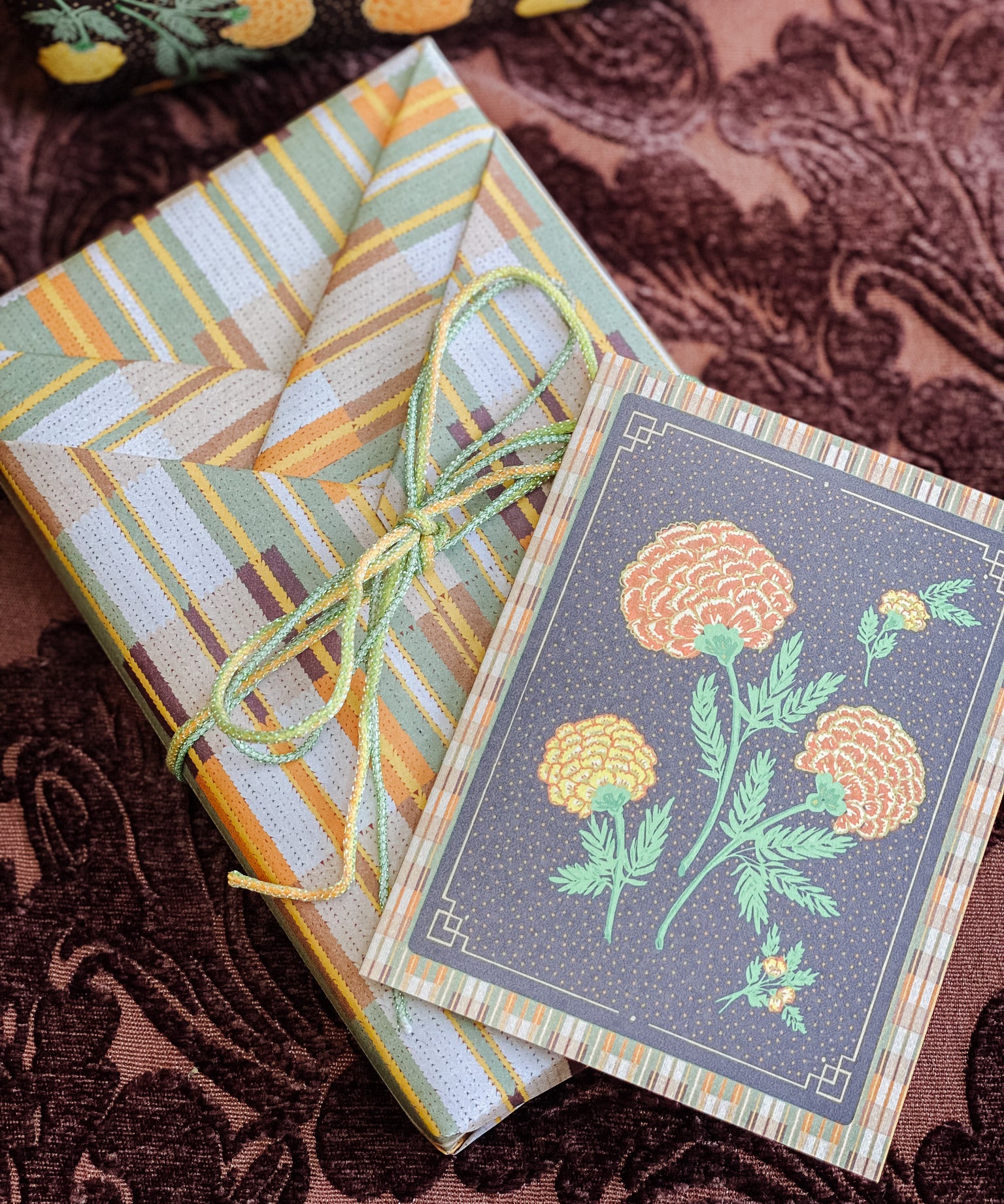 Knit Marigolds A2 Greeting Card