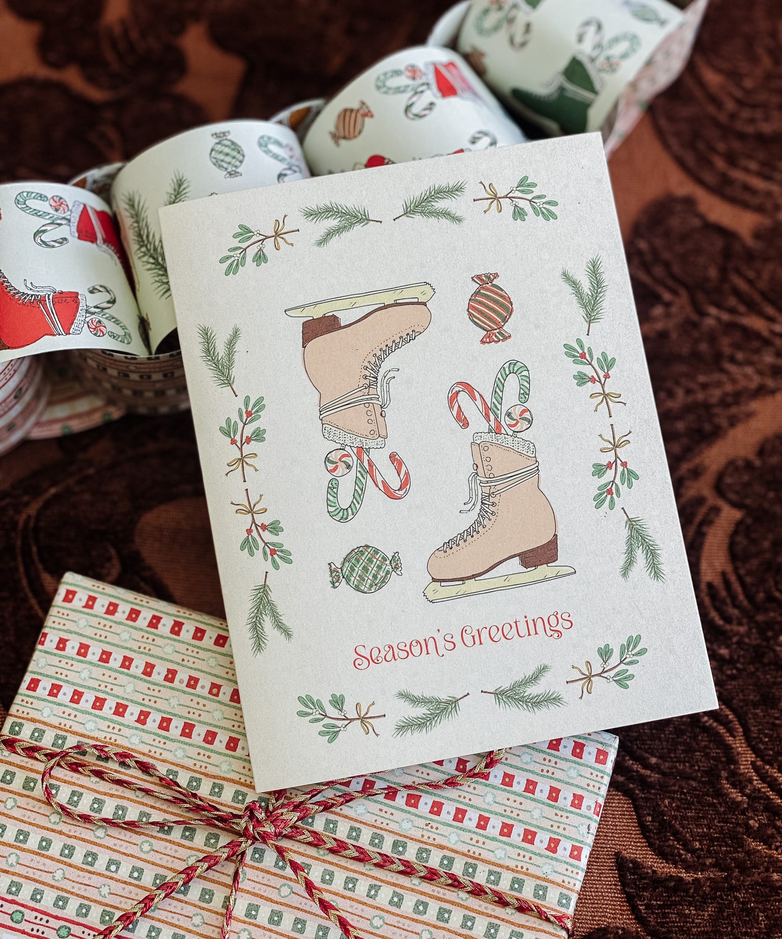 Candy Cane Lane Season's Greetings A2 Holiday Greeting Card