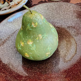 Paper Maché Pair of Pears  - Hand Painted Green Metallic Floral - 3.5" x 2.875"