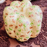 Small Paper Maché Pumpkin  - Hand Painted Custard Metallic - 3.75" x 4.25"
