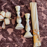 Napkin Ring Set - Hand Painted Cream Metallic