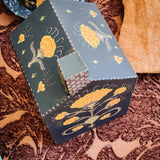 Paper Maché House-Shaped Box  - Hand Painted Black and Orange