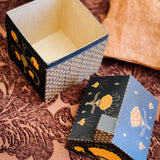 Paper Maché House-Shaped Box  - Hand Painted Black and Orange