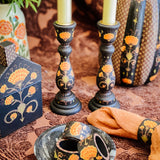 Large Paper Maché Pumpkin  - Hand Painted Black and Orange