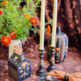 Large Paper Maché Pumpkin  - Hand Painted Black and Orange