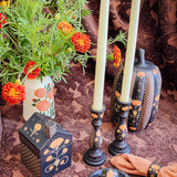 Large Paper Maché Pumpkin  - Hand Painted Black and Orange