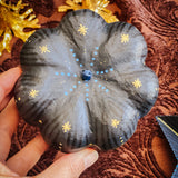 Small Paper Maché Pumpkin  - Hand Painted Midnight Stars - 3.75" x 4.25"