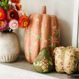 Small Paper Maché Pumpkin  - Hand Painted Custard Metallic - 3.75" x 4.25"