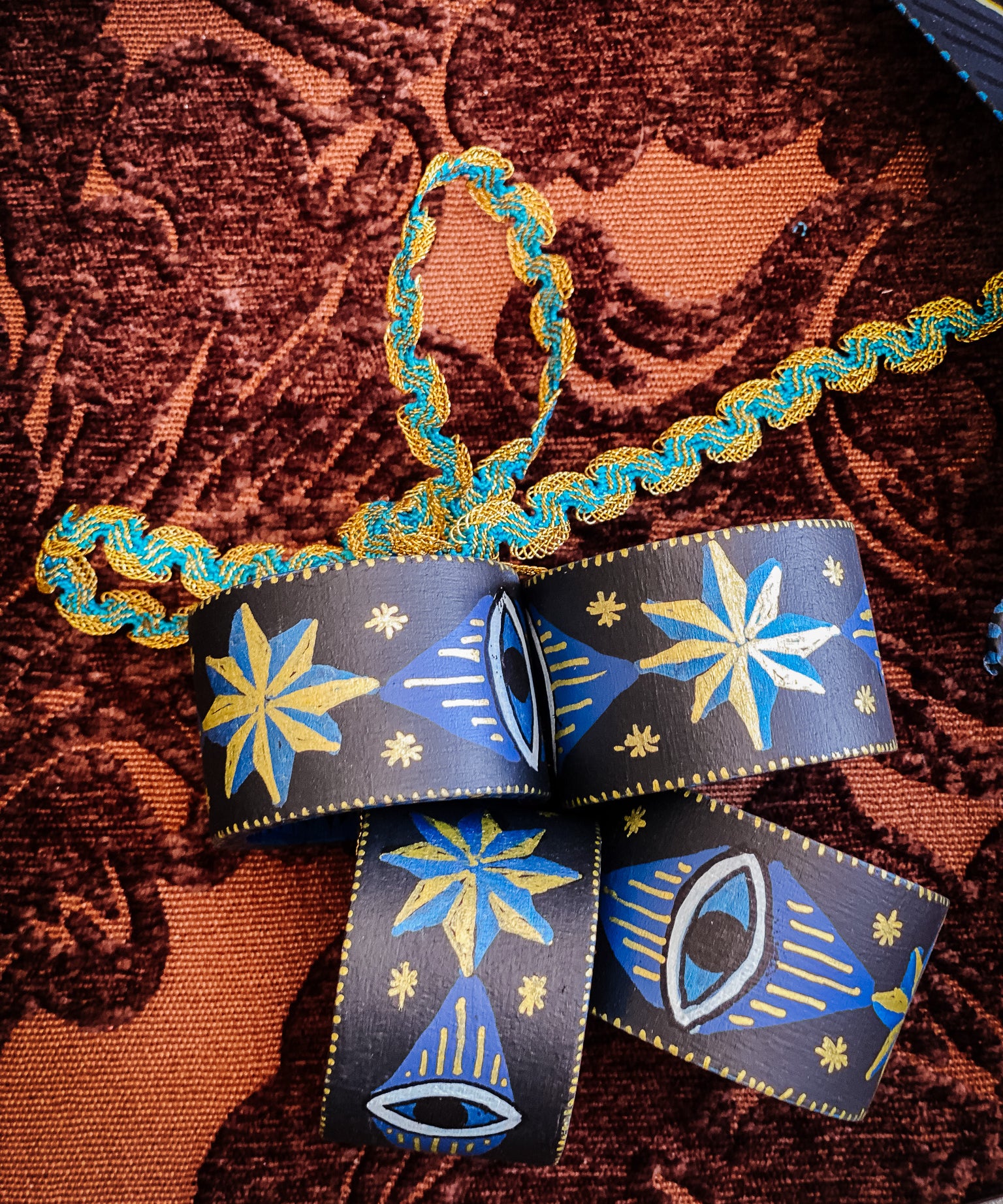 Napkin Ring Set - Hand Painted Midnight Protection