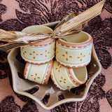 Napkin Ring Set - Hand Painted Cream Metallic