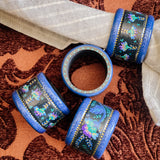 Napkin Ring Set - Hand Painted Teal Floral Sprig