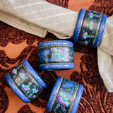 Napkin Ring Set - Hand Painted Teal Floral Sprig