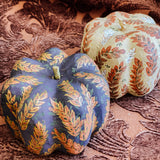 Small Paper Maché Pumpkin  - Hand Painted Brown Orange Sprig - 3.75" x 4.25"