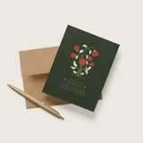 Poppy Boteh (Green) A2 Greeting Card