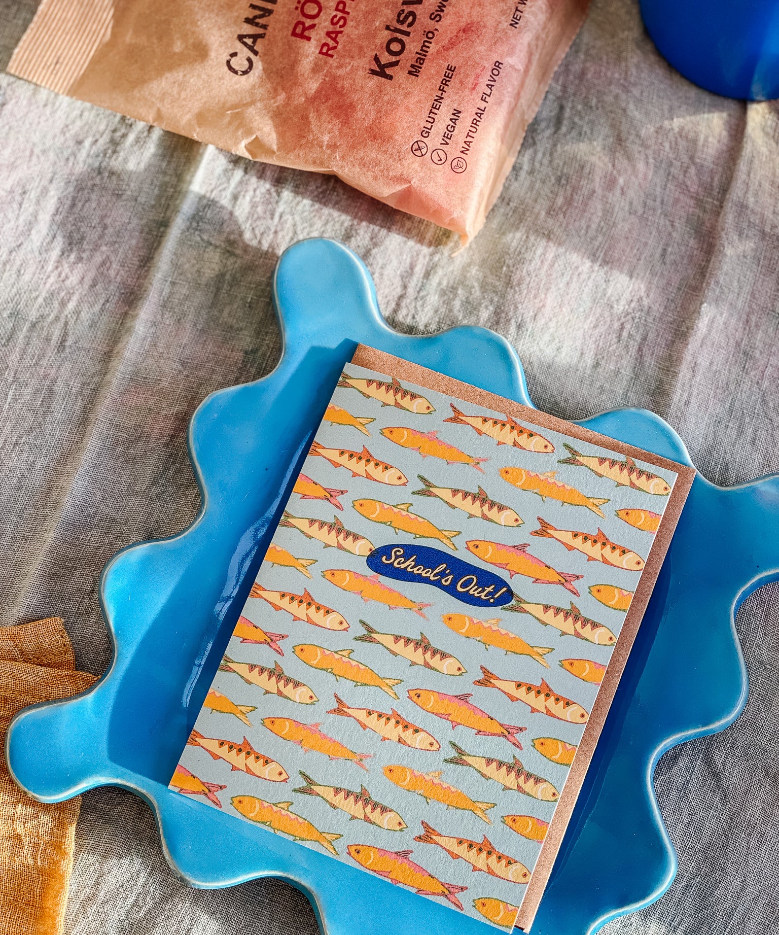 Schools Out Sardines A2 Graduation Greeting Card