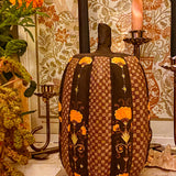 Large Paper Maché Pumpkin  - Hand Painted Black and Orange