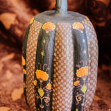 Large Paper Maché Pumpkin  - Hand Painted Black and Orange