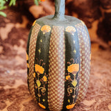 Large Paper Maché Pumpkin  - Hand Painted Black and Orange