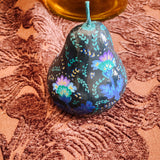 Paper Maché Pair of Pears  - Hand Painted Teal Floral Sprig- 3.5" x 2.875"