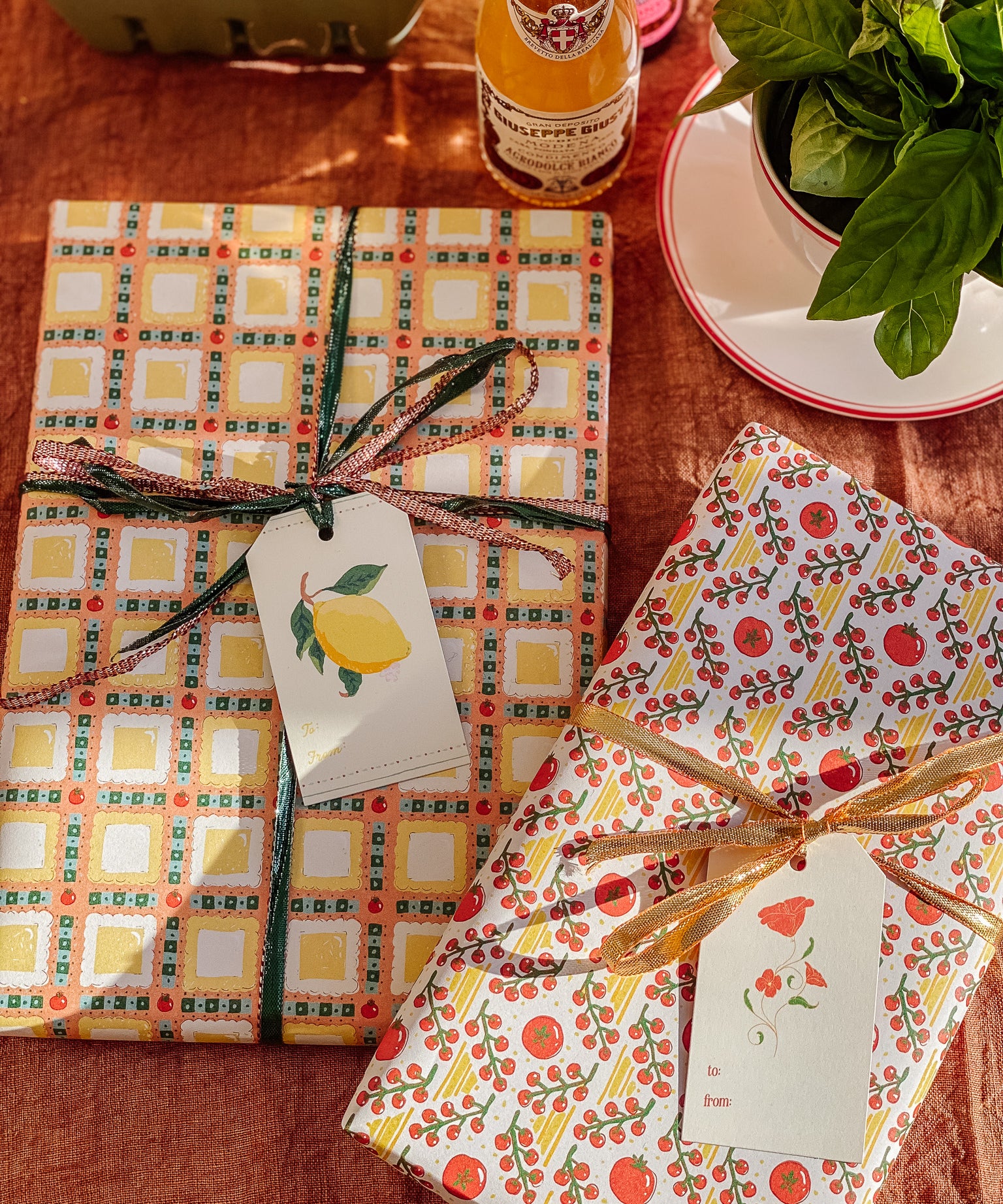 Tomato Ravioli Gift Wrap Sheet - Double Sided