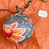 Ball Ornament Blue Jumbo Floral (1/2)