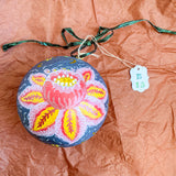 Ball Ornament Blue Jumbo Floral (1/2)